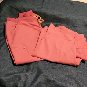 Neon pink Figs Zamora scrubs